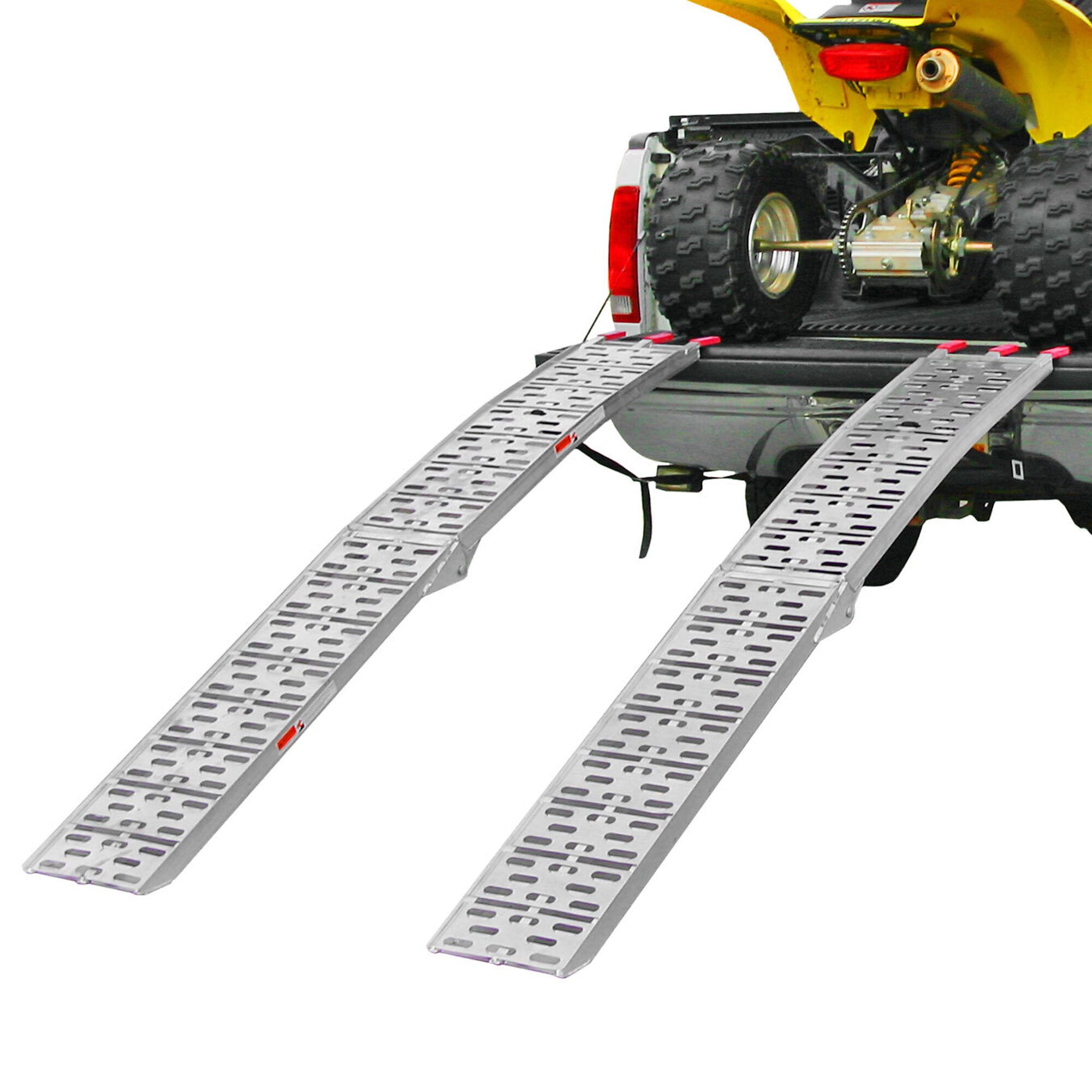 Black Widow, Alum. Plate-Style Dual Folding ATV Ramps, Max. Ramp Length 89.25 in, Surface Width 11.13 in, Capacity 1500 lb, Model# AFP-9012-2